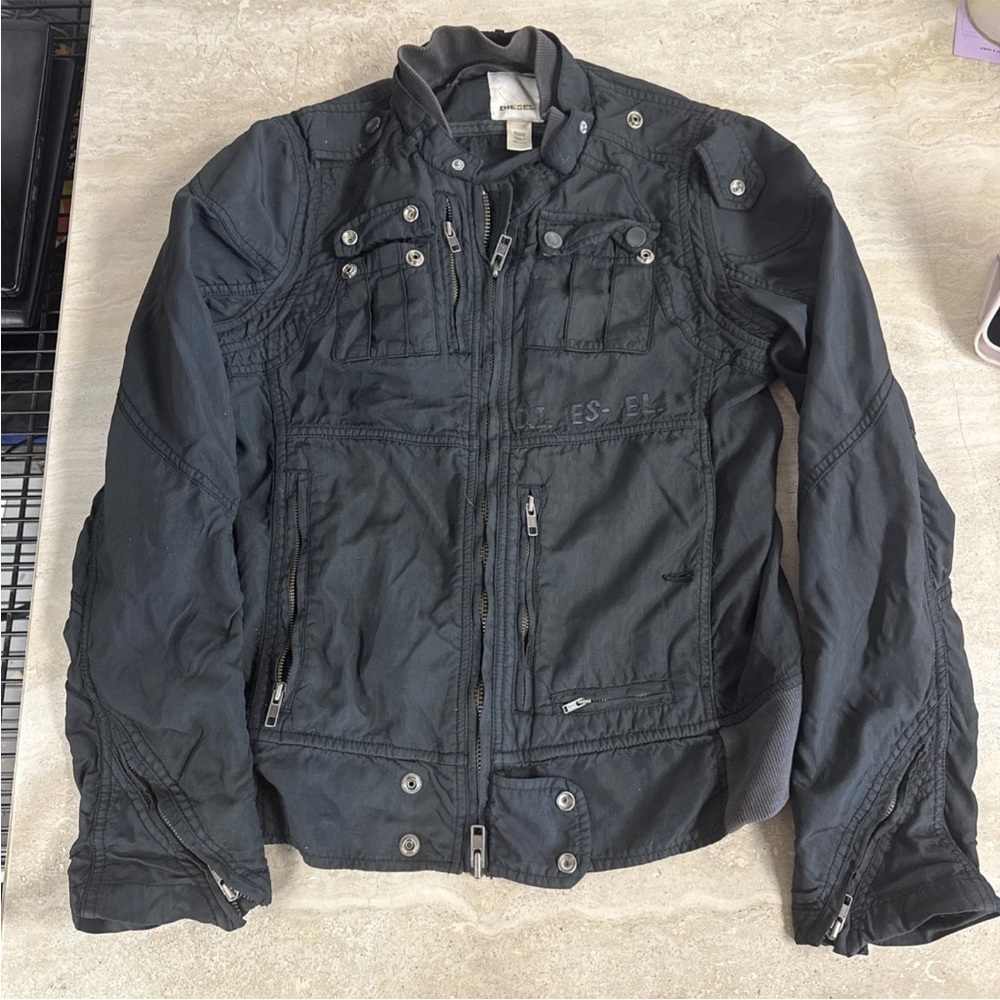 Vintage Diesel Jacket Dark Green/Grey Women’s Zip Up Size L